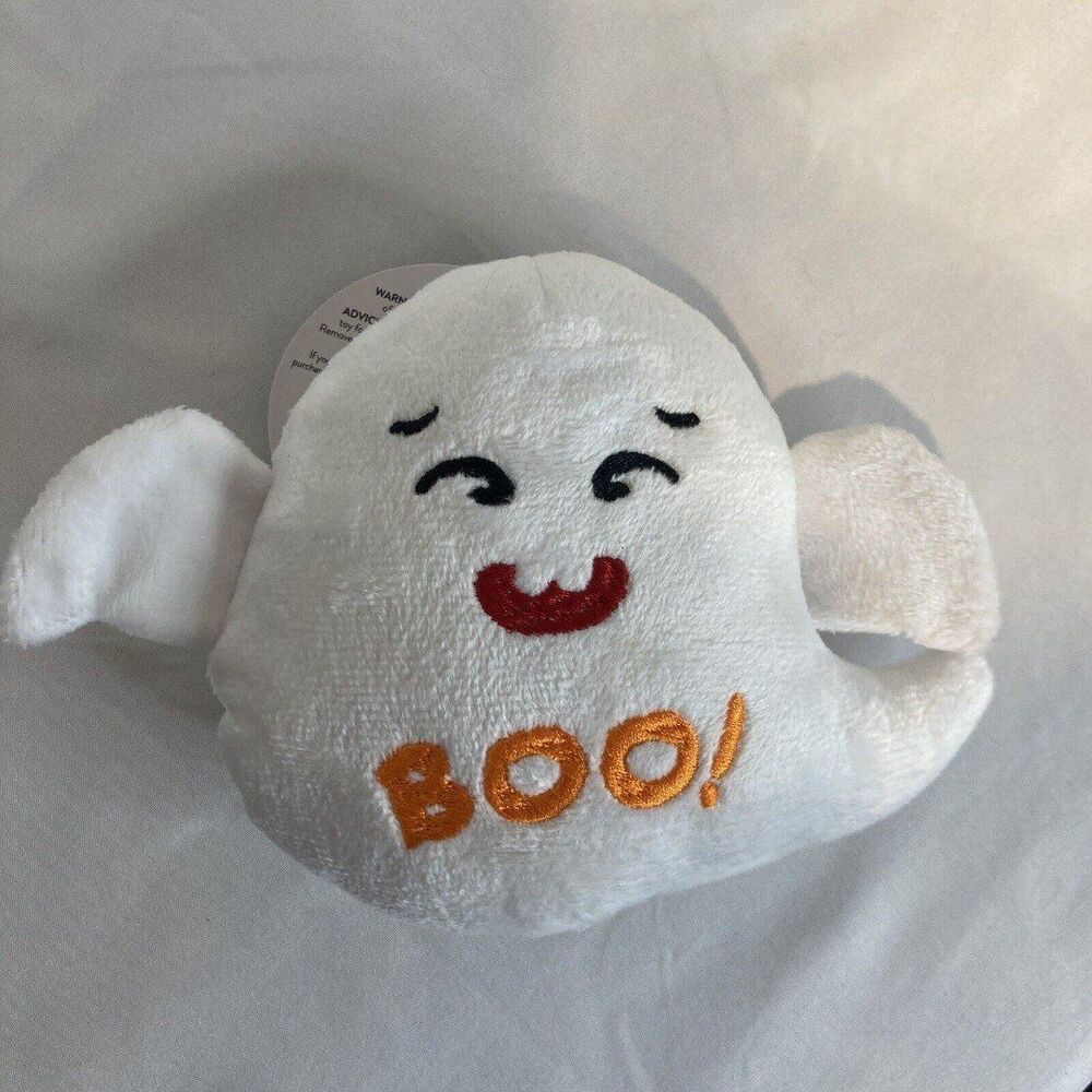Thrills & Chills Plush Squeaky Ghost Small Dog Toy 7” X 4”